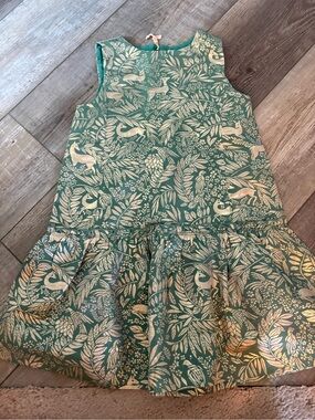 Crewcuts Teal and Cream Botanical A-Line Dress